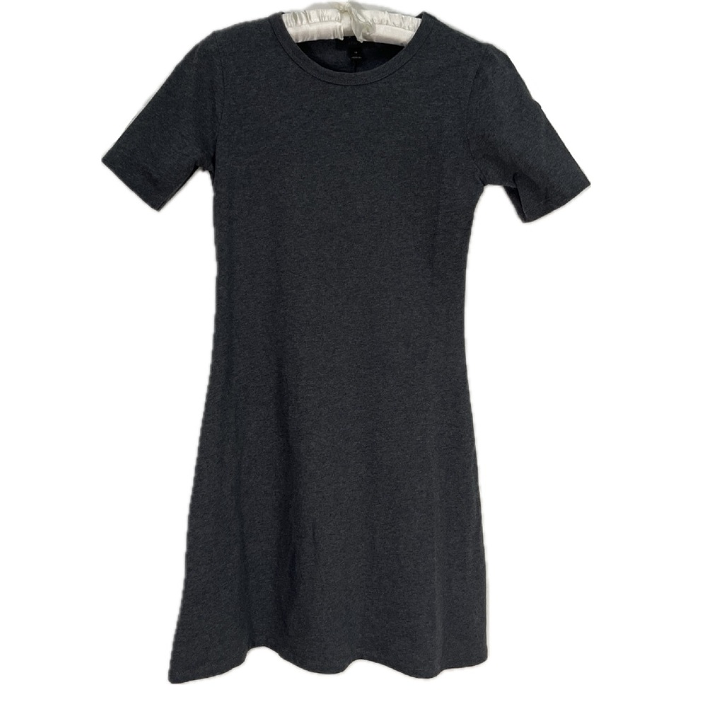 J Crew Grey Dress 100% Cotton Short Sleeve A-Line Modest Professional Work Sz XS